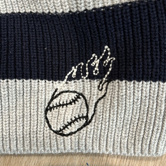ZARA 100% cotton boy striped sweater with baseball image - Picture 3 of 4